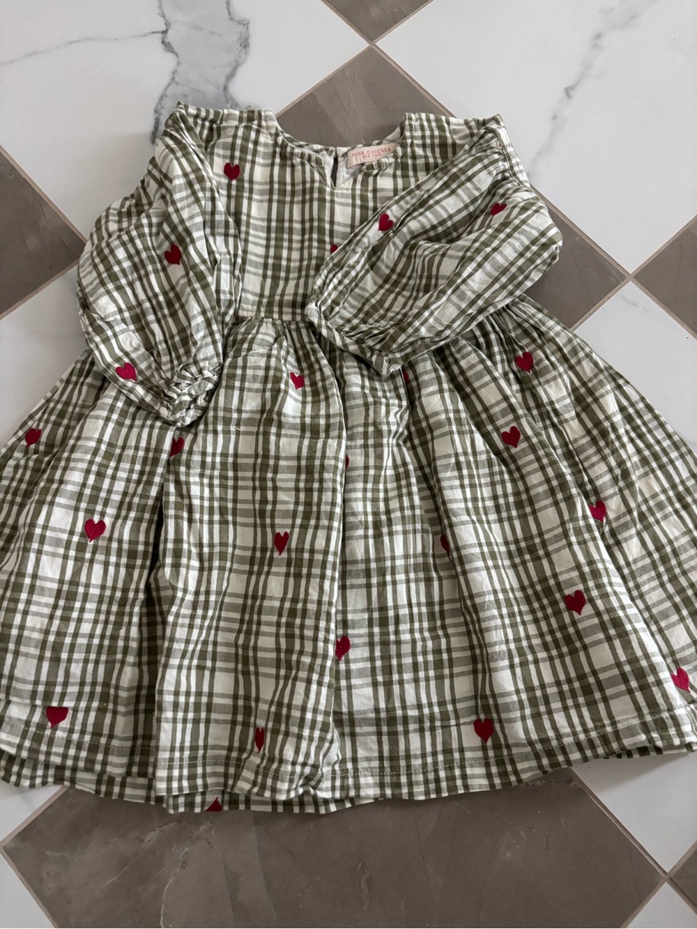 Pink chicken heart embroidered dress